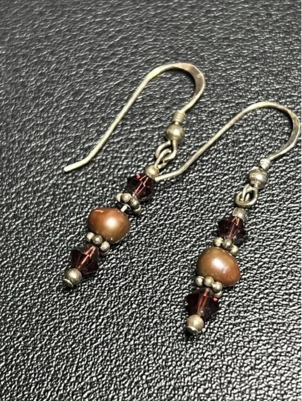 B6598 VTG patina Sterling Silver Dangle Earrings 1.5